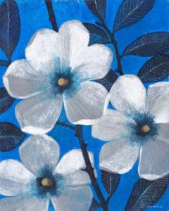 White Blossoms On Blue II