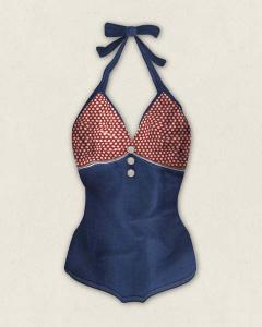Vintage Bathing Suit Red Dots