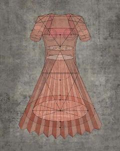 Diagrammatic Dress Coral