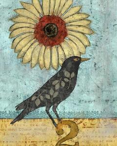 Blackbird With Sunflower