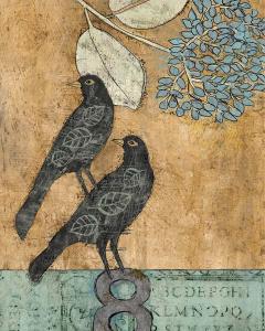 Blackbirds With Hydrangea