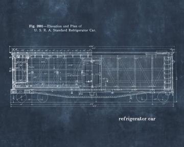 Train Blueprint Refrigerator Car