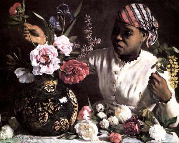 African Woman with Peonies