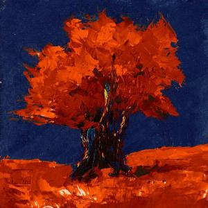 Red Tree on Blue