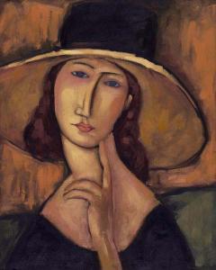 Modigliani Study with Yellow Brimmed Hat
