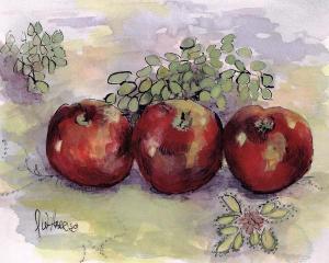 Apples and Grapes on Spanish Linen