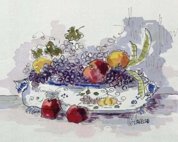 Italian Urn with Grapes and Apples