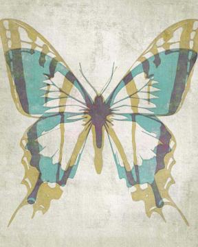 Letterpress Butterfly Turquoise Tan