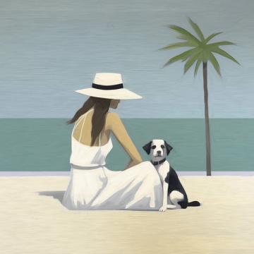 Women On The Beach With Their Dogs 2
