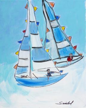 Blue Sail Boats
